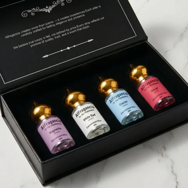 Luxury Attar Gift Set Pack of 4 - Magnetite | White Oud| Glacier | Merge, ( HSN: 33030090 )